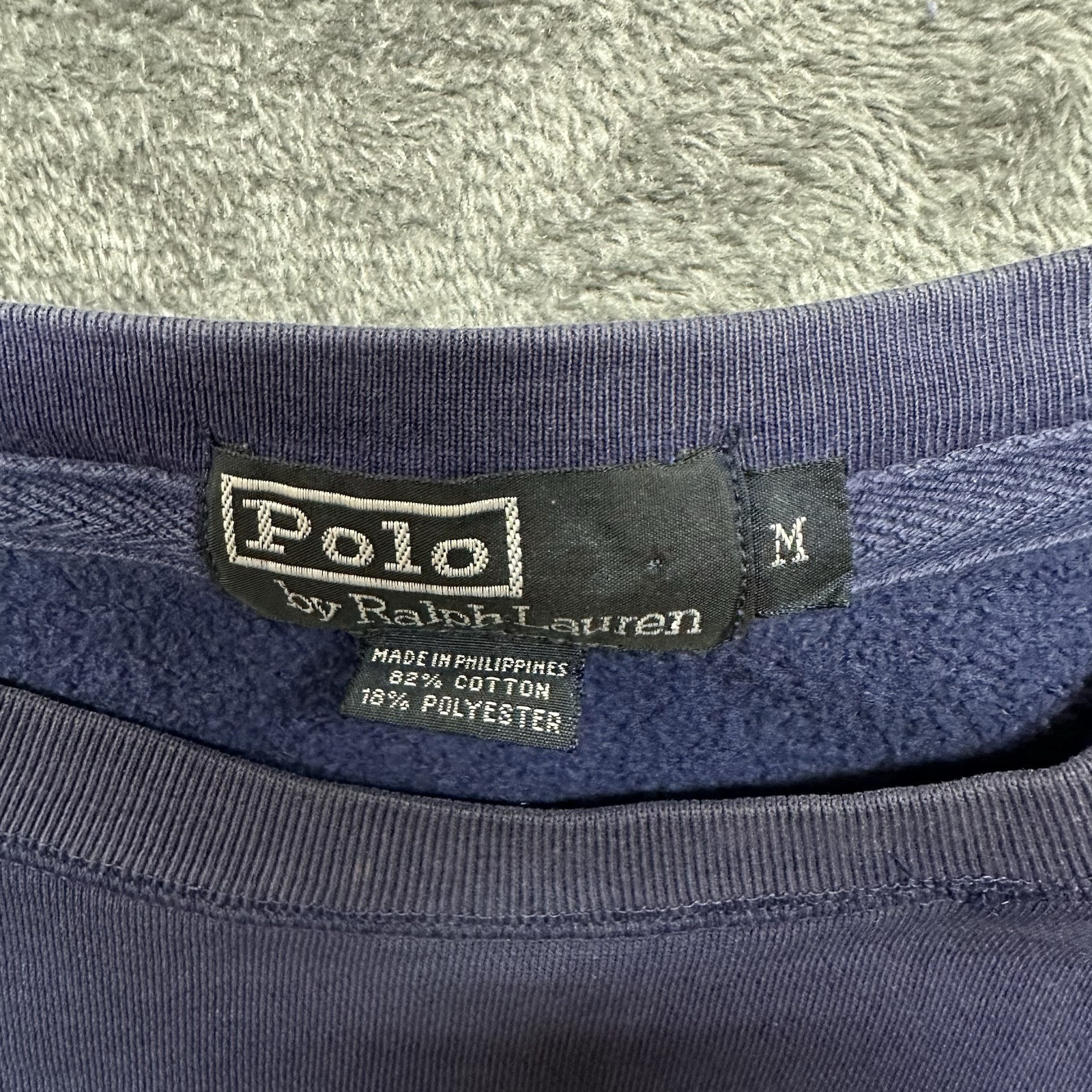 Polo Ralph Lauren vintage felpa uomo blu medio girocollo pony preppy anni 90