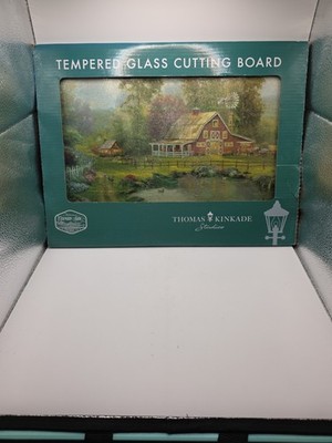 Thomas Kinkade Country Farm House Tempered Glass Cutting Board Country Side NEW