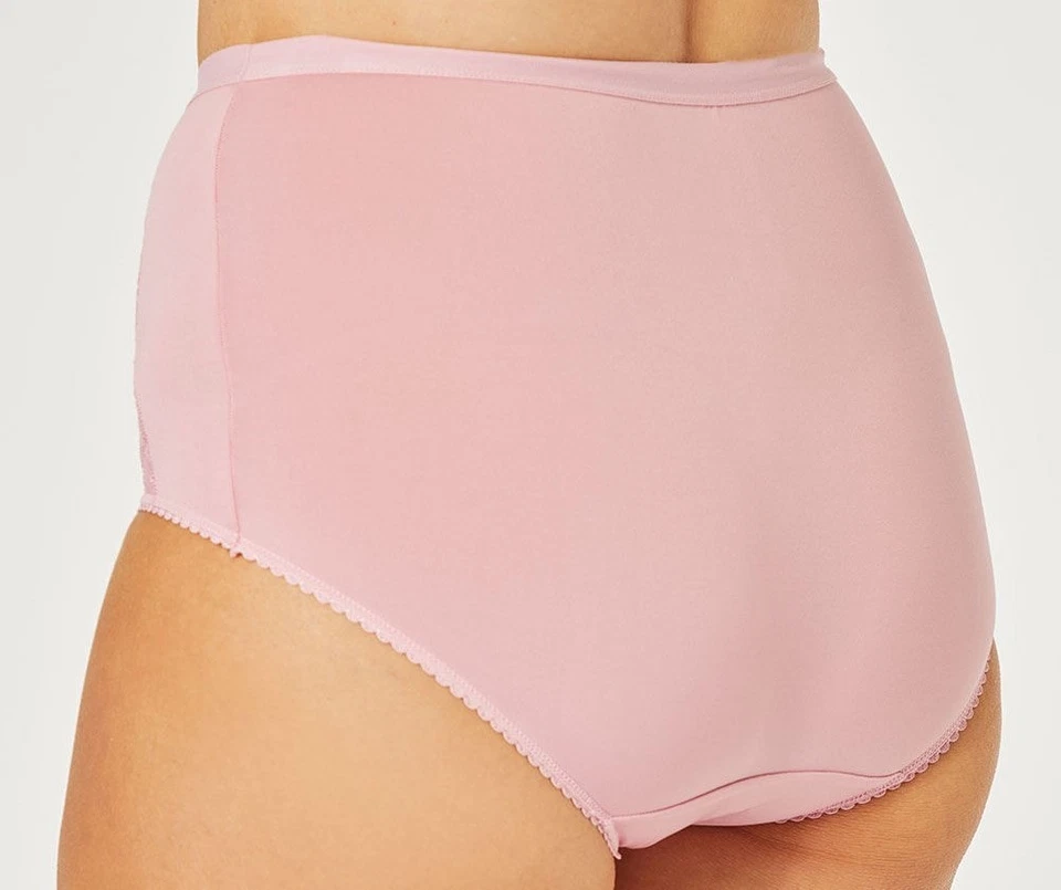 Blush Pink Stretch Buttery Lace Insert Knickers Full Panties  L 16/18  US 9-10 - Image 2 of 4