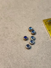 Lot Of 6 Vintage NOS Fancy Blue Jewelled Tap 7 Dustproof Wristwatch Crowns