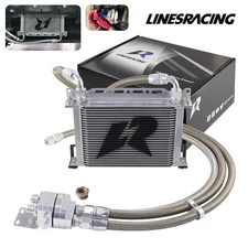 LR 25 Row AN10 Oil cooler w/Bracket+Filter Relocation Adapter Hose Kit Silver