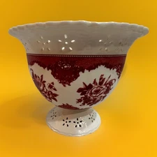 Beautiful FTD Floral Ceramic Pot Red Roses Victorian Decor 6”H X7”W