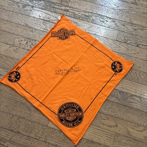 Genuine Harley Davidson Bandana Capital City, Wisconsin Motor Oil Logo Orange
