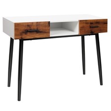 Topbuy 42" Industrial Console Table with 2 Drawers Middle Open Shelf Narrow