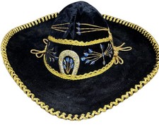 Vintage Mexican Mariachi Sombrero Blue Velvet Sequin Hecho en Mexico