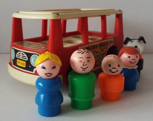 Fisher-Price Little People Play Family Mini Bus Set #141 Vintage 1970 Complete