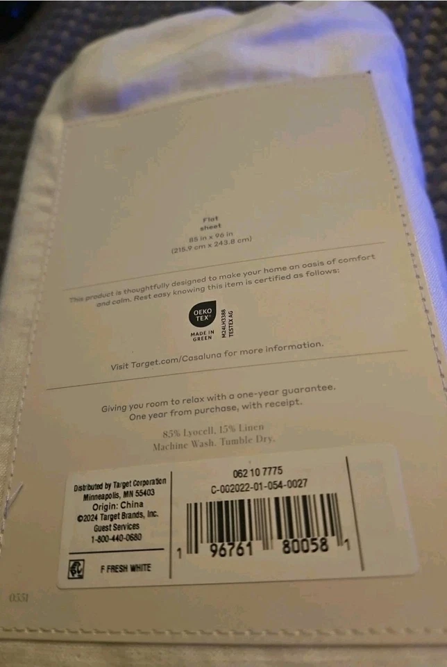 Target Casaluna FULL Linen Blend Flat Sheet, FRESH White NEW 85 X 96" - Image 2 of 2