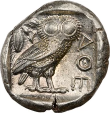 Attica Athens 440-404 BC Owl Silver Tetradrachm NGC AU 4x4