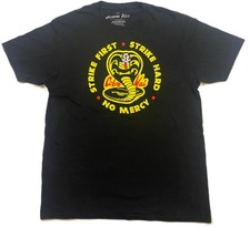 Cobra Kai T Shirt Mens Large Black Strike First Strike Hard No Mercy Karate Kid