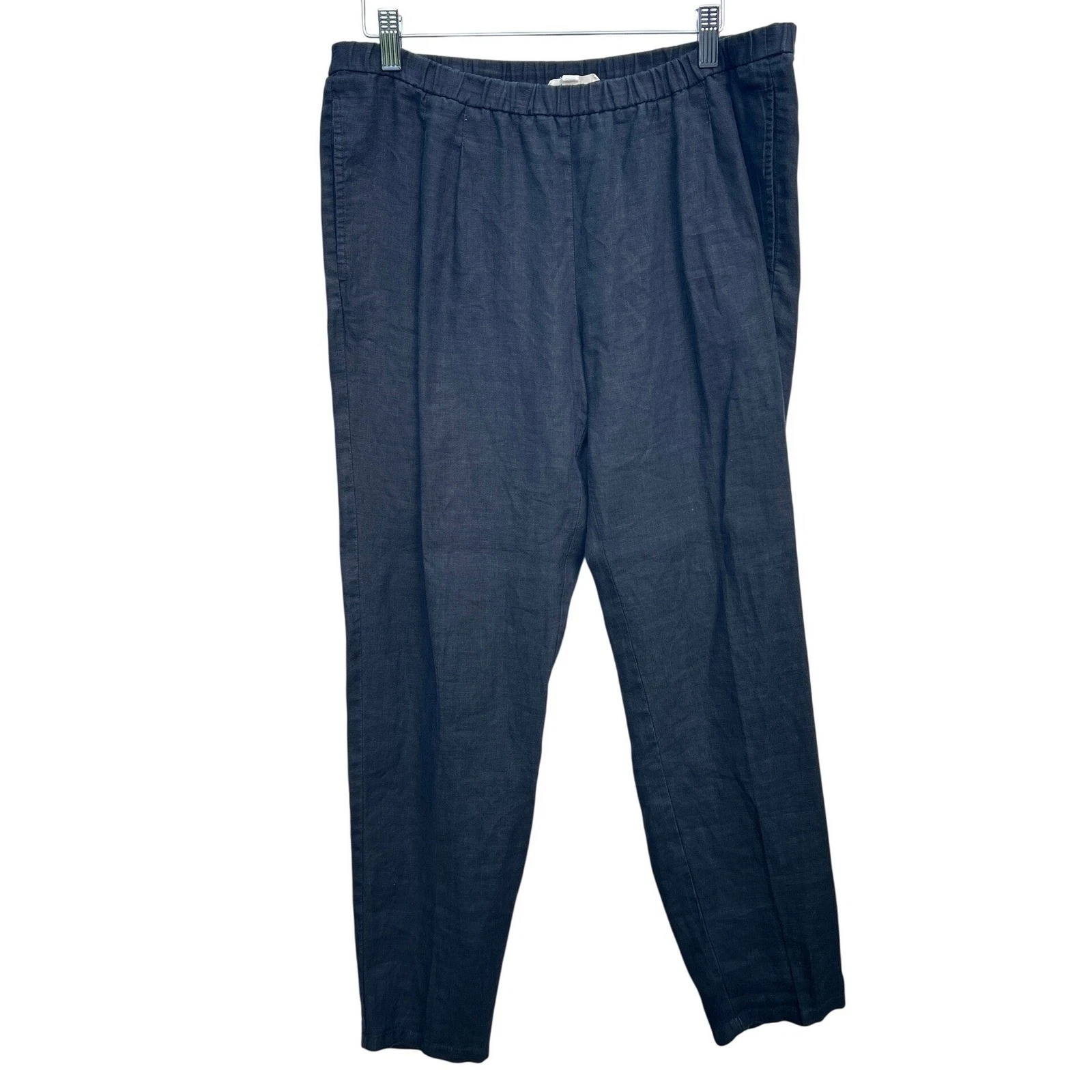 Eileen Fisher Black Linen Pants Petite Small Organic Tapered Quiet Luxury Chic