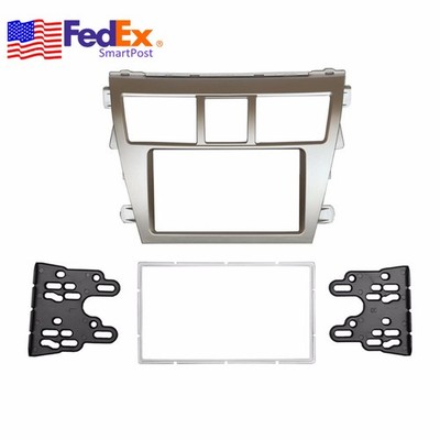 Silver Double DIN Stereo Car Radio Dash Frame Panel Mount For Toyota Yaris 07-12