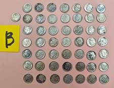 Roosevelt Dimes 90% Silver Roll of 50 $5 Face Value 4.35 oz lot B