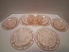 7 Set of Vintage Federal Glass co. Pink Depression Glass Plates