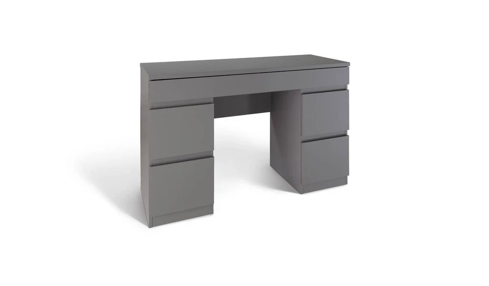 Jenson 5 Drawer Dressing Table Desk - Grey Gloss