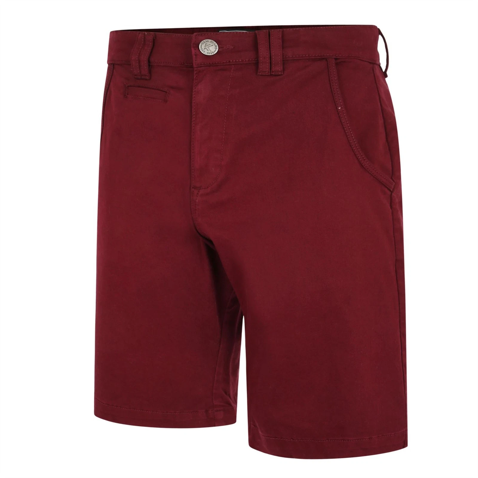 Kam Belted Oxford Stretch Chino Shorts For Men in Burgundy, 40W-60W