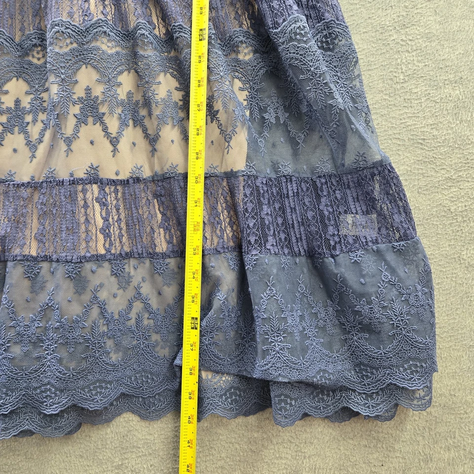 Vestido Sundance Mujer XL Azul Floral Ajuste Acampanado Encaje Volantes Boho Cottagecore Forrado Foto 3 de 4