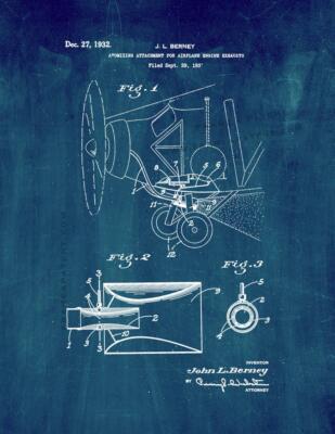 Atomizing Attachment for Airplane Engine Exhausts Patent Print Midnight