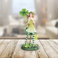 Clover Fairy Statue 7.25"H ation Figurine Ornament Home Decor Unique Gift