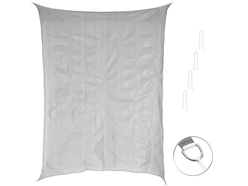 Voile d'ombrage rectangulaire 3x4 m anti-UV Royal Gardineer en toile respirante grise