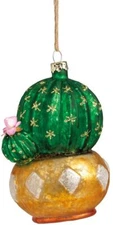 Primitives By Kathy Cactus Glass Ornament Prickly Pear Holiday Christmas Tree 
