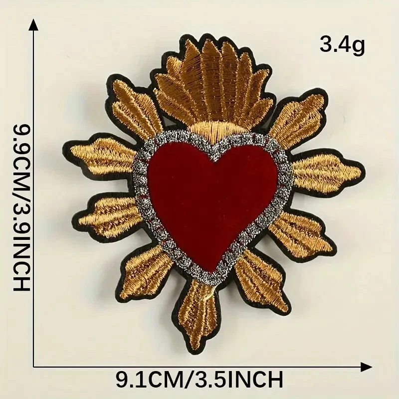 1pc Crowns & Heart Embroidered iron on patch applique 3 1/2 x 3 3/4 inch - Image 2 of 3