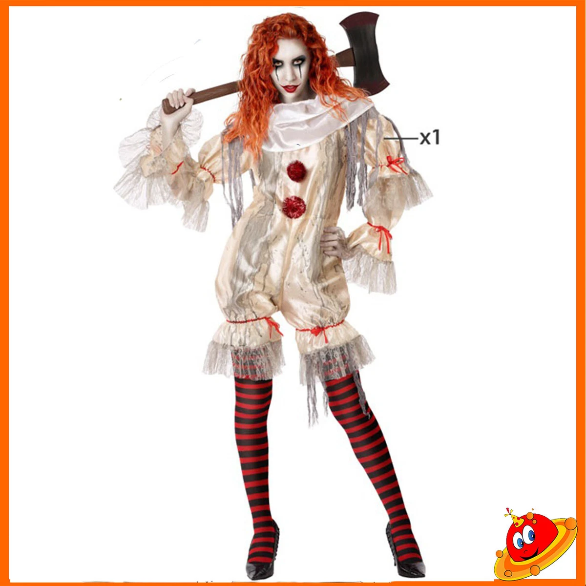 Costume Pantomima Completo 6 Pezzi – Berretto, Sciarpa, Guanti, Bretelle, Calze E Tatuaggio, Per Carnevale