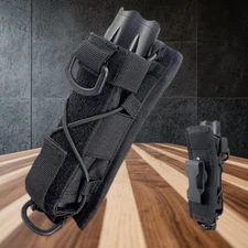 US Tactical 360 Degrees Rotatable Flashlight Holder Carry Belt Torch Nylon Pouch