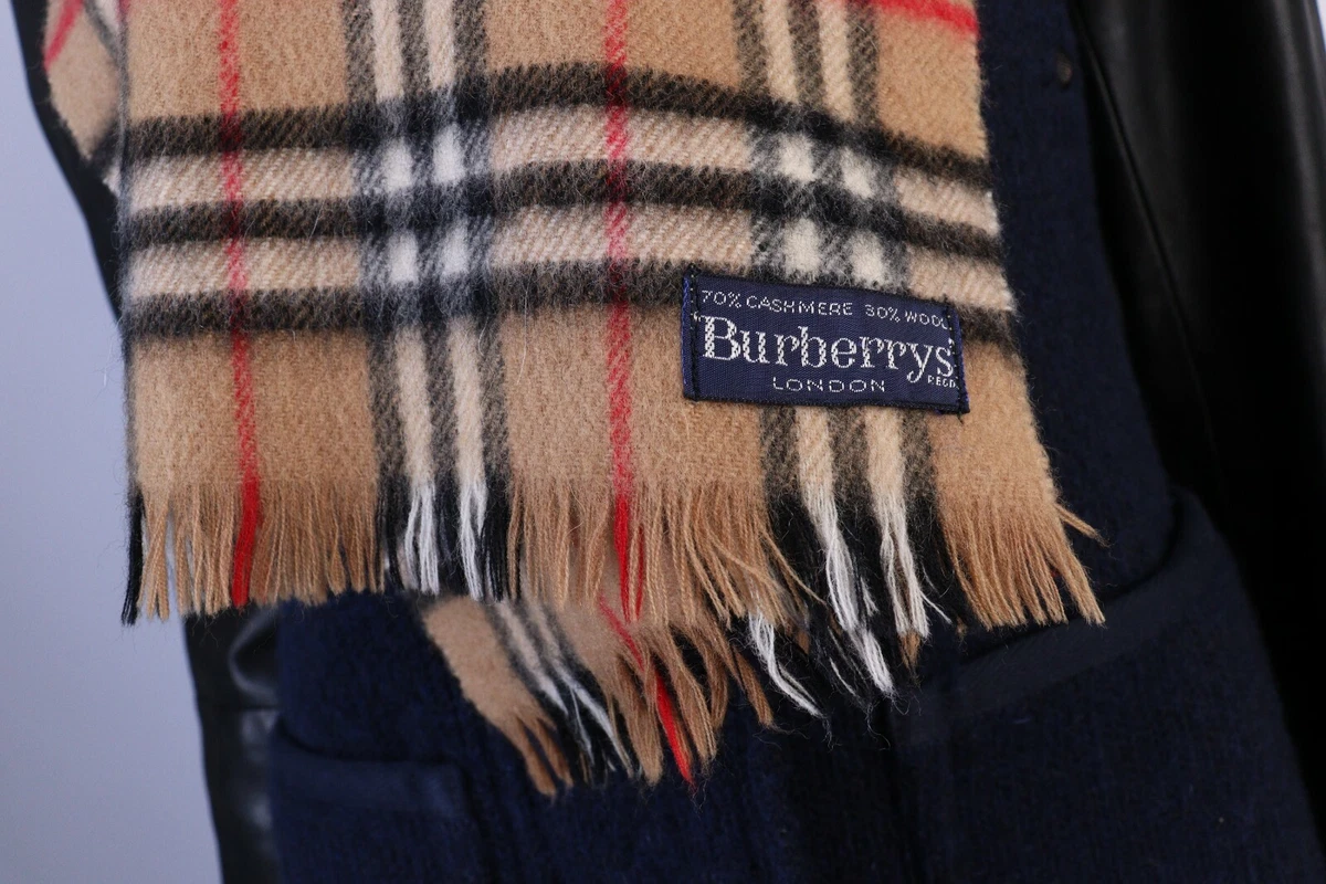 Burberry Vintage 70 Cashmere 30 Wool Nova Check Brown Scarf