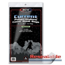 200 BCW RESEALABLE Current Comic Book Poly Bags Acid Free Backer Boards