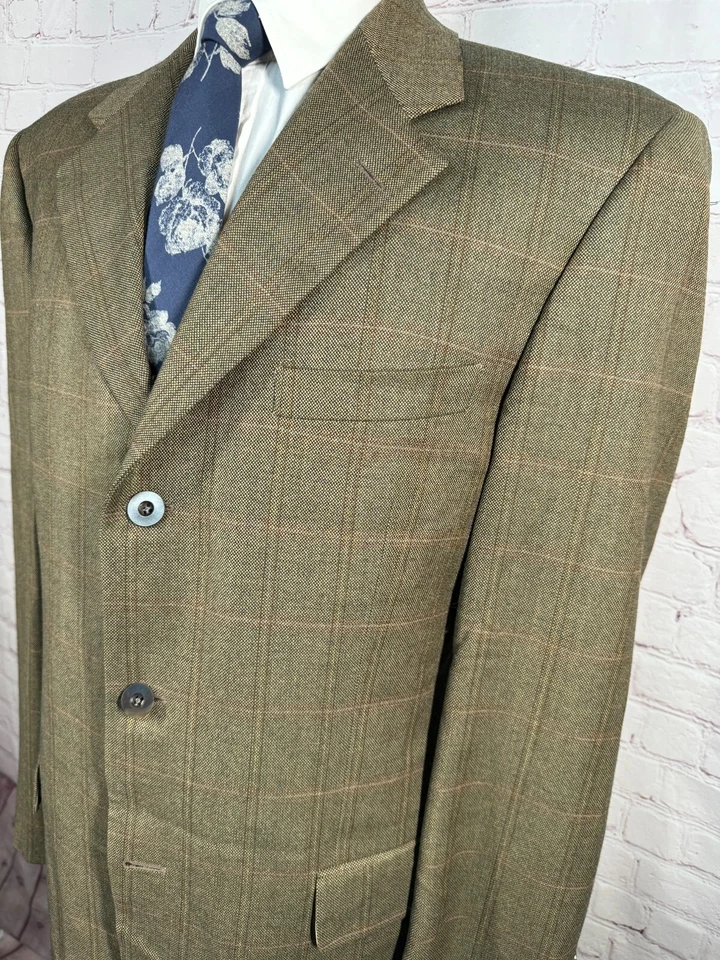 JOHN W NORDSTROM Mens Brown Window-Pane Check Sport Coat Blazer Jacket SIZE 40R - Image 2 of 4