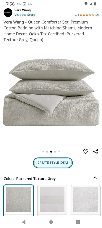 Juego de edredón Vera Wang/Reina/Gris/3 piezas Foto 3 de 4