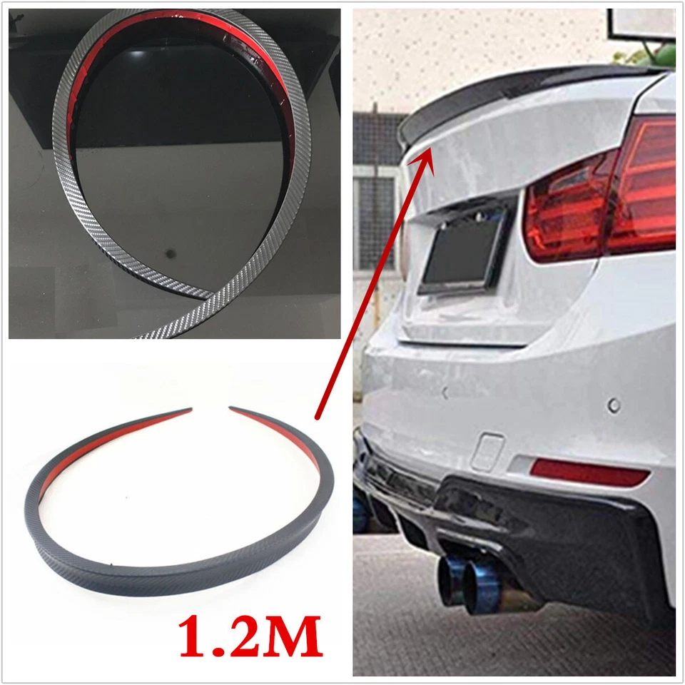 Pegatina de borde de labio del alerón trasero para capó de techo de coche estilo fibra de carbono Foto 2 de 4