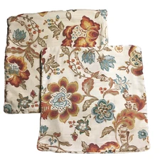 World Market Pillow Shams Euro 18 inches square Set of 2 Cotton Floral Zipper