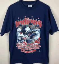 Vtg Cleveland Indians Tshirt Lrg MLB Chief Wahoo 5 Time AL Champs Sports Attack