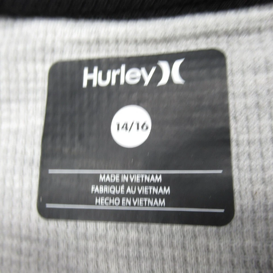 Camisa Hurley Juvenil 14/16 Gris Cuello Henley Manga Larga Tejido Gofre Térmica Informal Foto 4 de 4