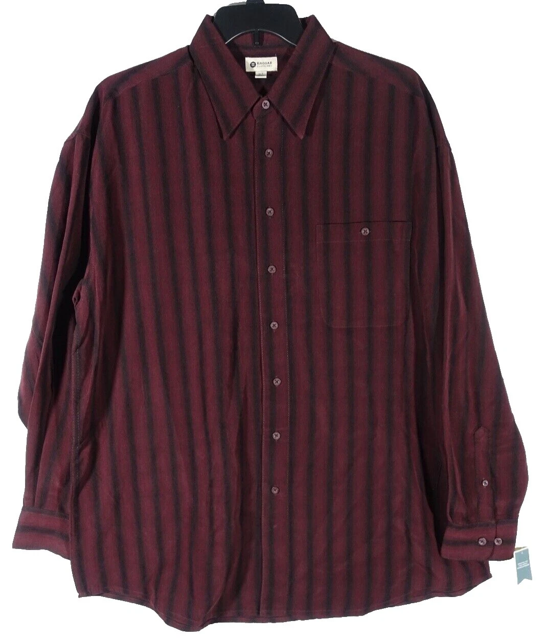 Camisas masculinas casuais listradas com botões Haggar