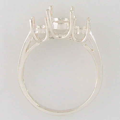 PRE-NOTCHED 3 STONE DESIGNER VINTAGE RING 8X6 & 6X4 OVALS .925 SILVER CR29SS - Image 2 of 3