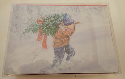 Open Box Paper Magic Christmas Cards BOY & TREE 26 cards
