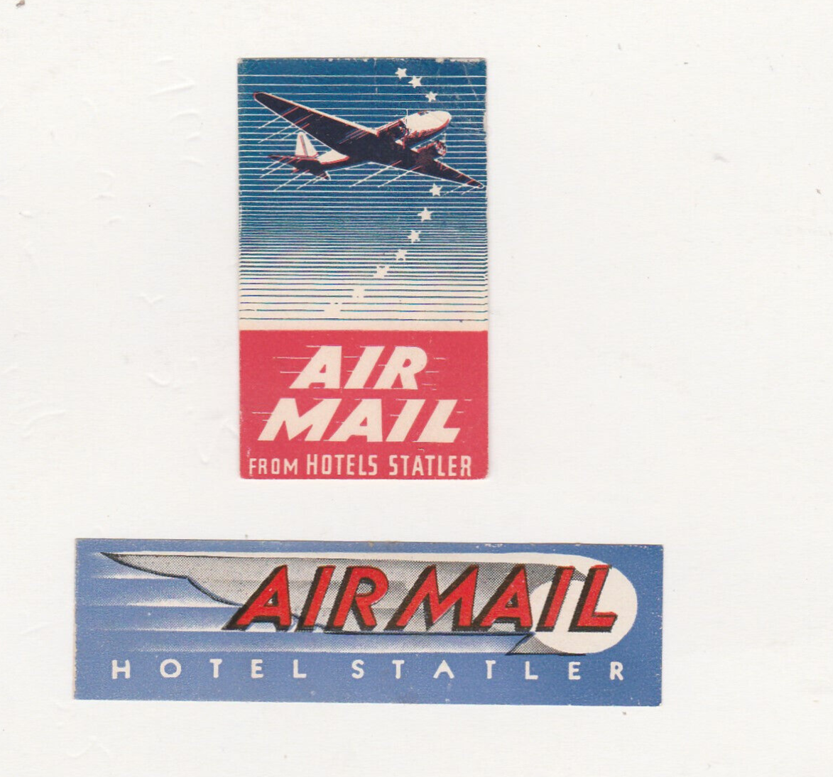 USA 2 x Hotel Statler airmail label etiquettes eBay
