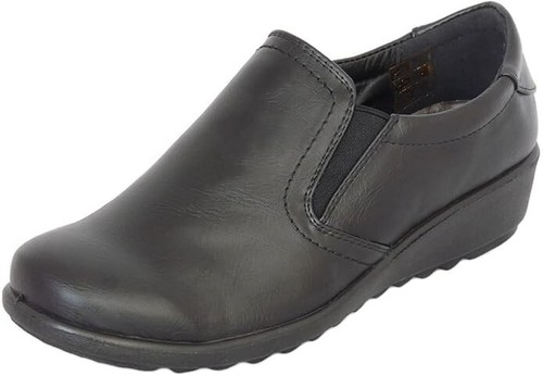 Scarpe donna Cushion Walk nere nuove mocassini piatti slip on comodi taglia 3-8 - Foto 2 di 9