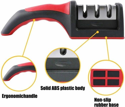 Knife Sharpener Priority Chef Version Kitchen All Knifes Blade 3 Section Tool - Picture 10 of 19