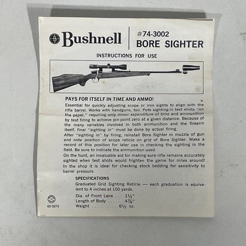 Bushnell Professional Expandable Arbor Bore Sighter 743002 Instruction