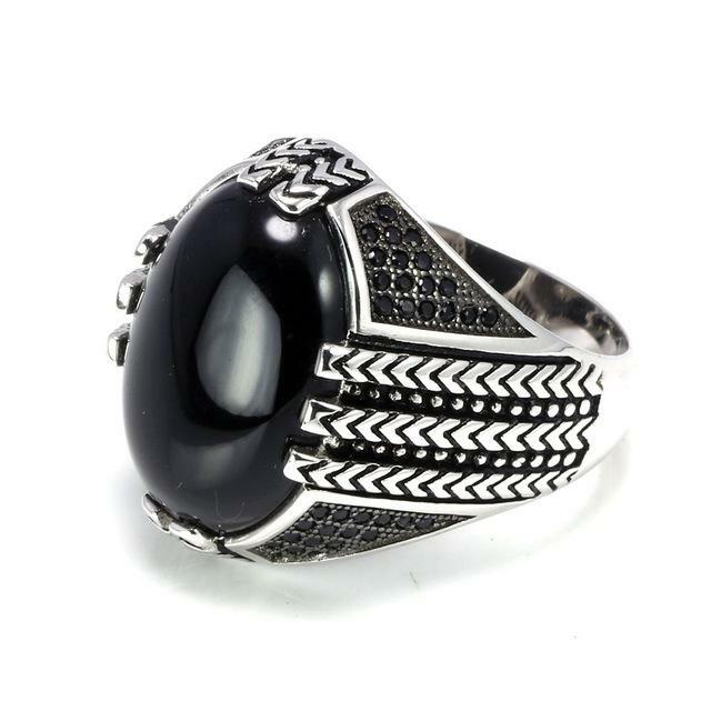 Bague En Argent 925 - 32,84 Grammes - Pierre D'agate - Occasion