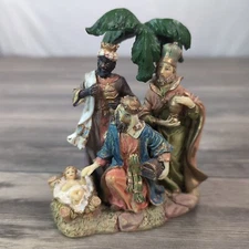 3 Wise Men Nativity Scene Baby Jesus One Piece Resin Figure 5.5" Christmas Decor