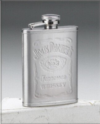 Jack Daniels Stamped  Matte Flask 3 Oz Size AUTHENTIC & BOXED