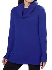 DKNY Jeans Womens Cowl Neck Tunic Pullover Sweater Baltic Blue