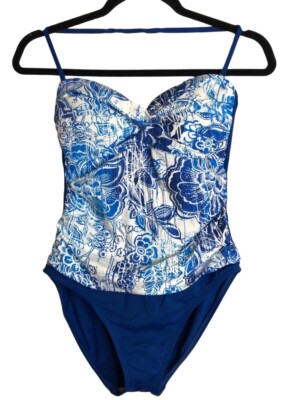 La Blanca Blue One Piece Swimsuit With Removable Straps Size 10