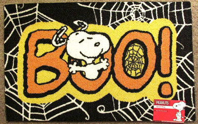 Peanuts Snoopy Halloween Accent Rug 20'' x 32'' 'Boo!' Black New