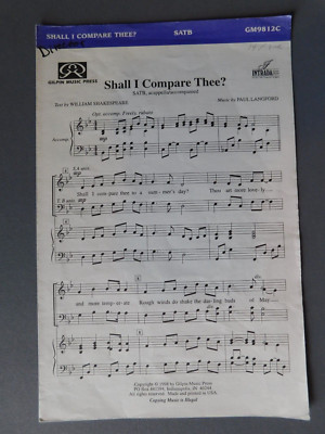 Shall I Compare Thee? - 1998 sheet music -SATB Vocal & Piano - Langford / Shakes