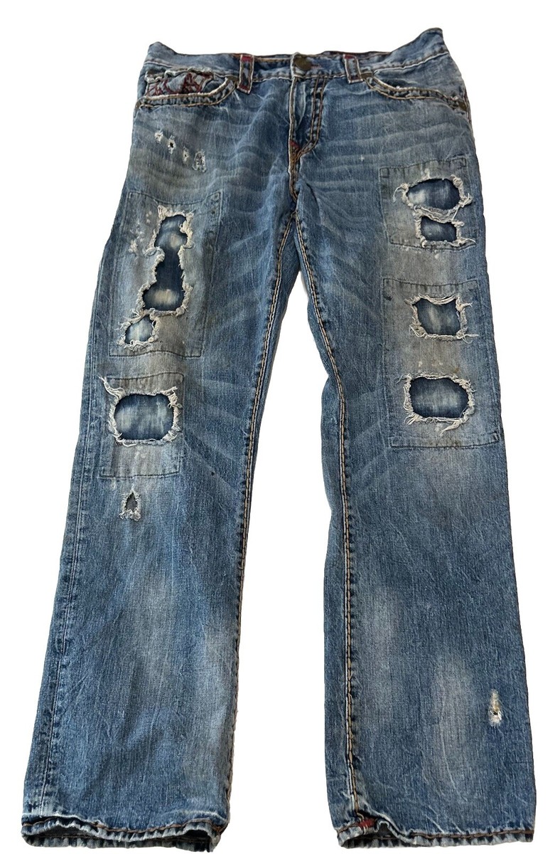 TRUE RELIGION USA製 デニムパンツ 31 Ricky系 True Religion Red Stitch Ricky 34 Jeans Blue 100% Cotton